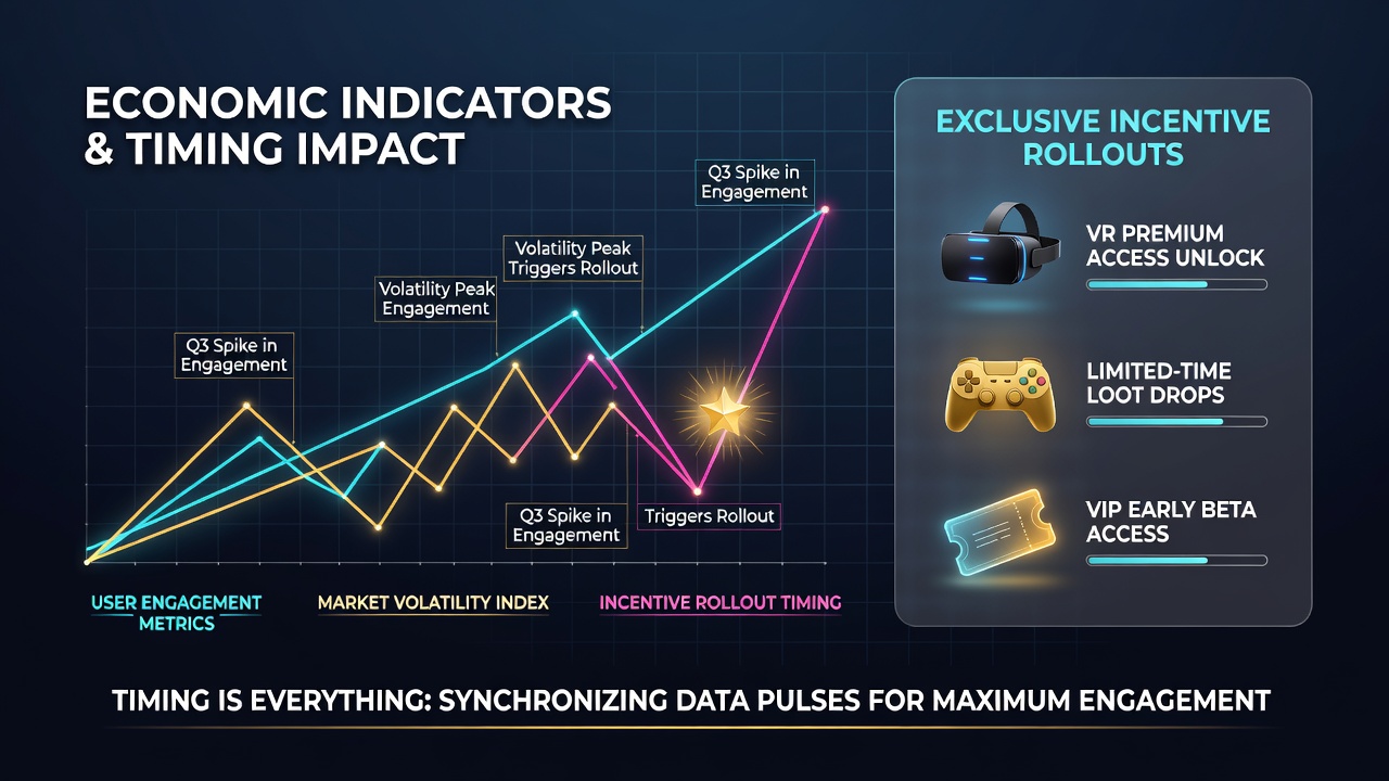 Timeline graphic of virtual venue incentive launches aligned with 2026 economic reports