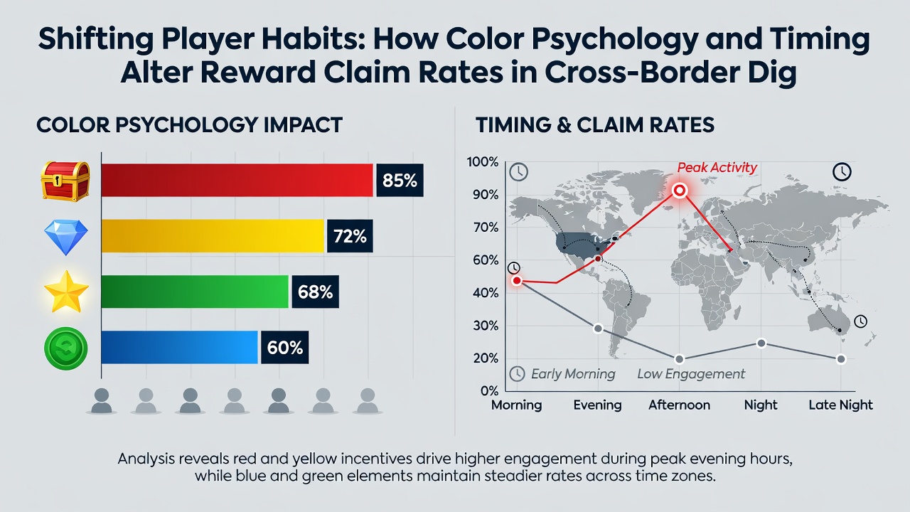 Analytics dashboard displaying reward claim rate fluctuations by color scheme and time of day in international gaming markets