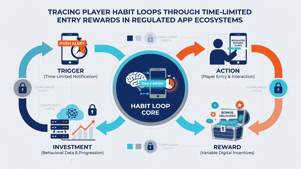 Graph showing retention patterns linked to time-limited rewards in mobile gaming apps during 2026